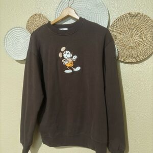 Disney Brown Crewneck Sweater with Mickey Mouse